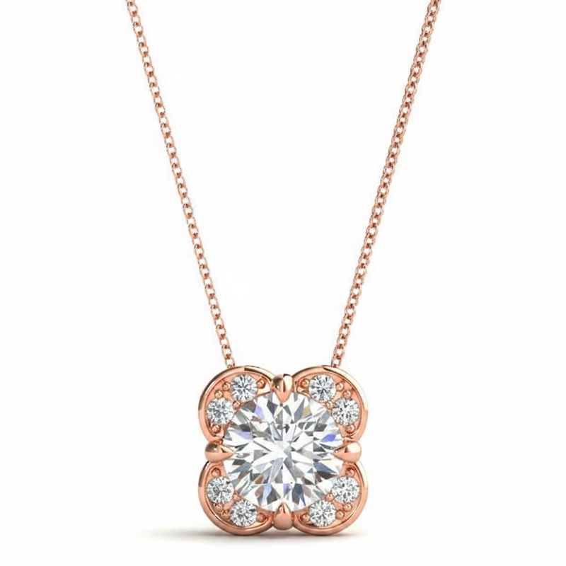 Pendants Halo — 1/2 ctw — Rose Gold