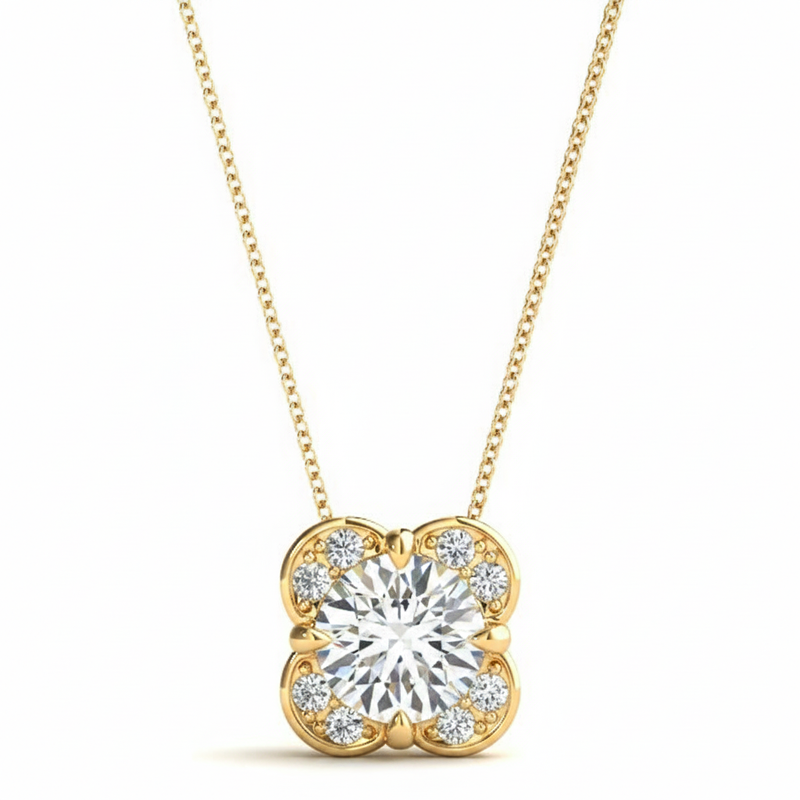 Pendants Halo — 1/2 ctw — Yellow Gold