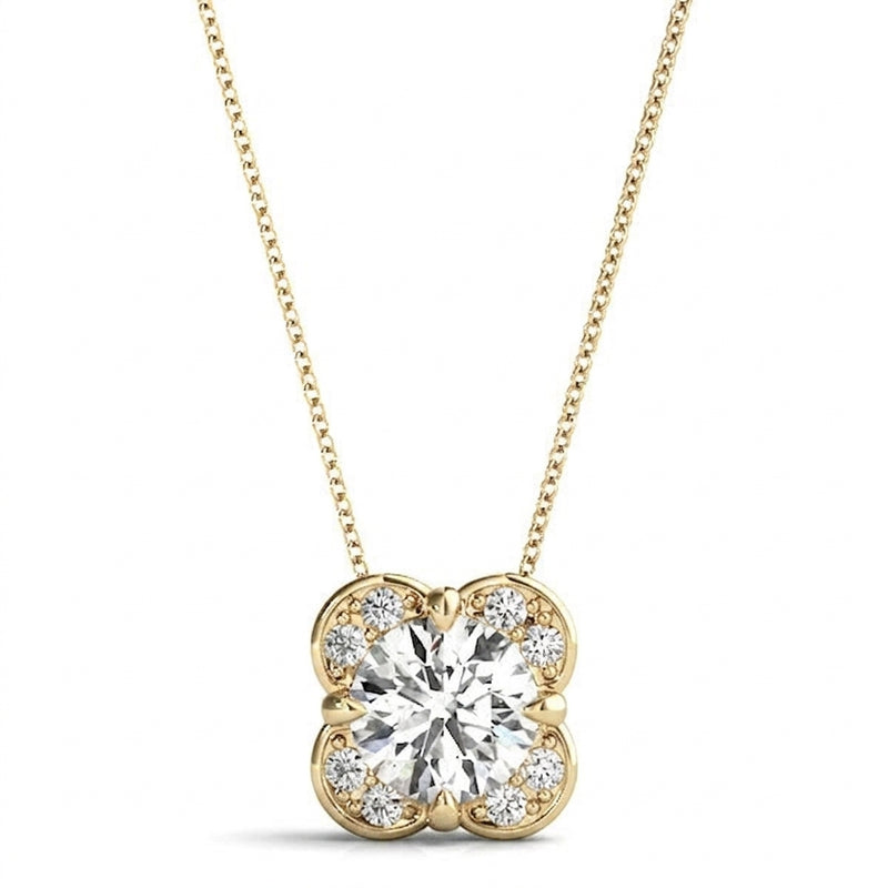 Pendants Halo — 1/2 ctw — Yellow Gold