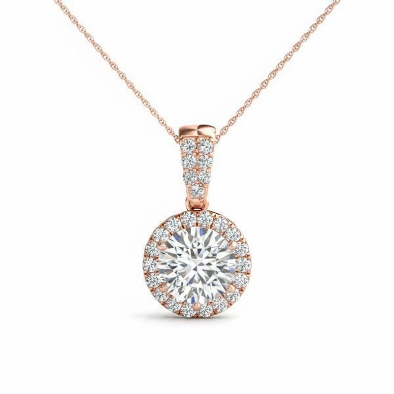 Pendants Halo — 1/2 ctw — Rose Gold