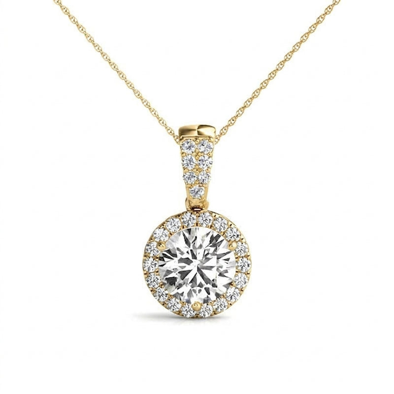 Pendants Halo — 1/2 ctw — Yellow Gold
