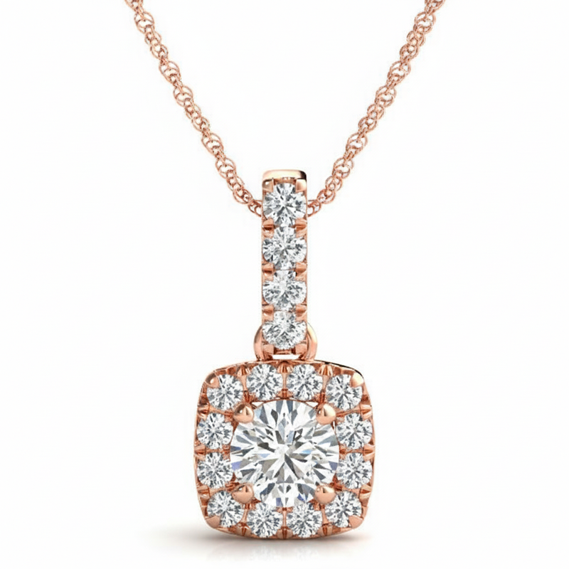 Pendants Halo — 3/4 ctw — Rose Gold