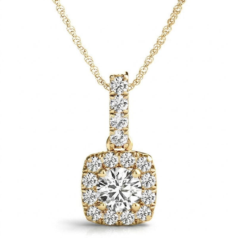 Pendants Halo — 3/4 ctw — Yellow Gold