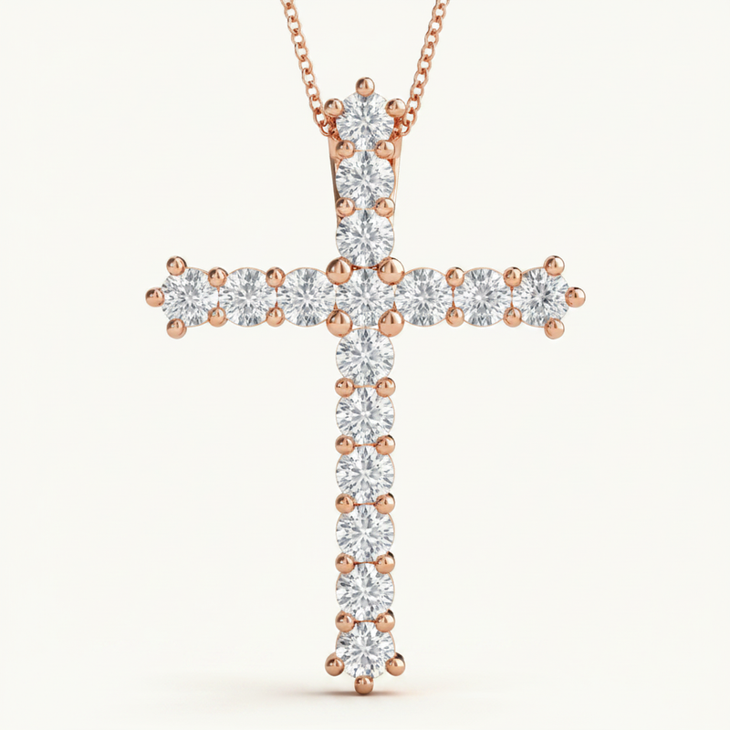 Pendants Religious Crosses — 1/4 ctw — Rose Gold