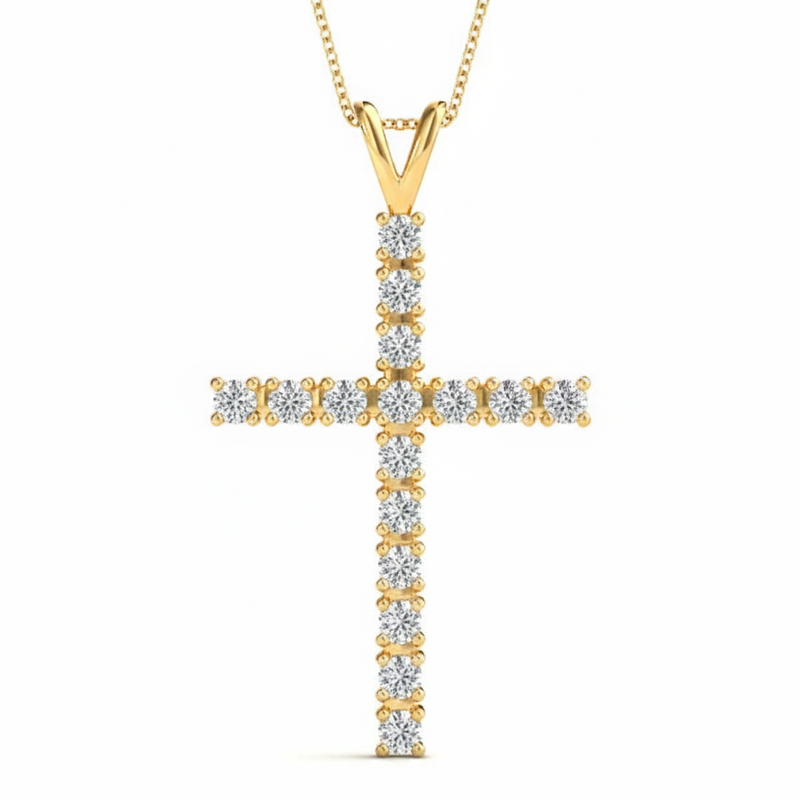 Pendants Religious Crosses — 1/2 ctw — Yellow Gold
