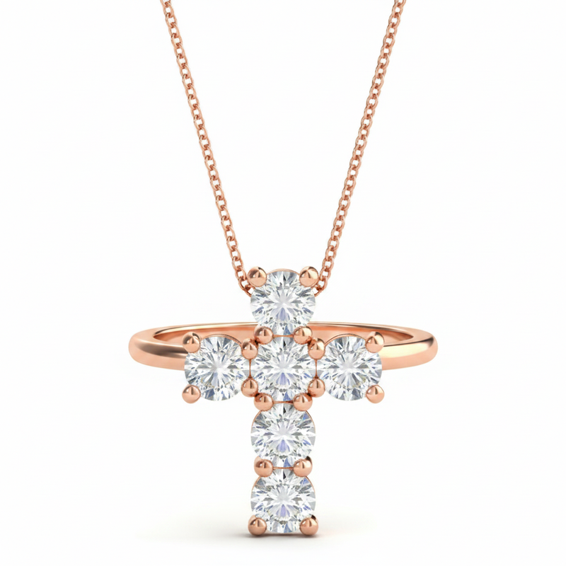 Pendants Religious Crosses — 1/4 ctw — Rose Gold