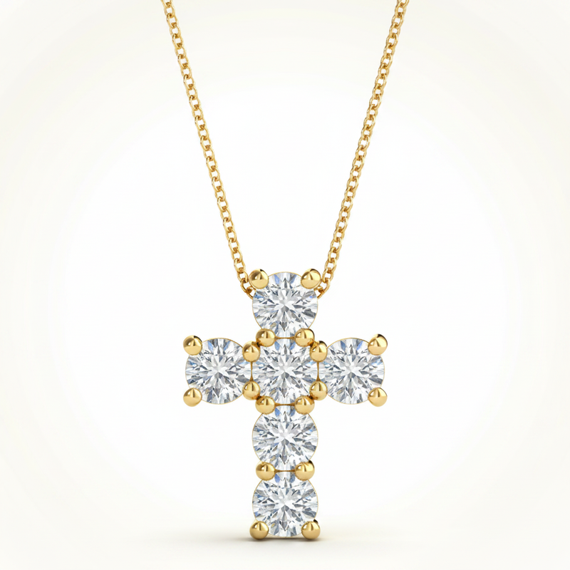 Pendants Religious Crosses — 1/4 ctw — Yellow Gold