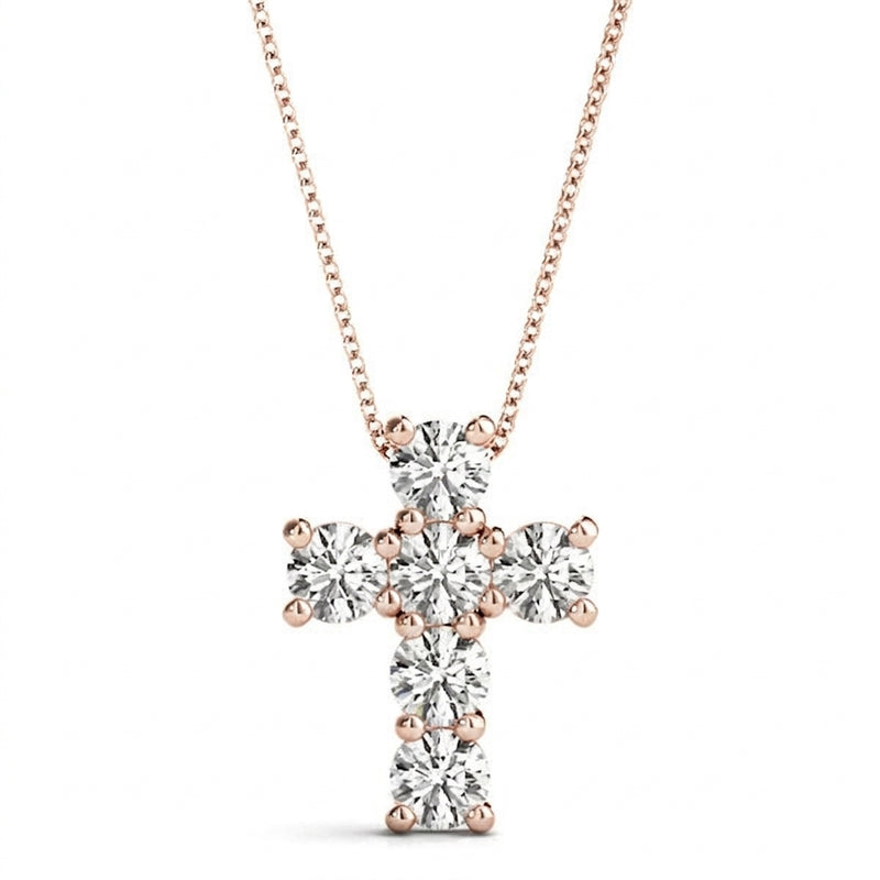 Pendants Religious Crosses — 1/4 ctw — Rose Gold
