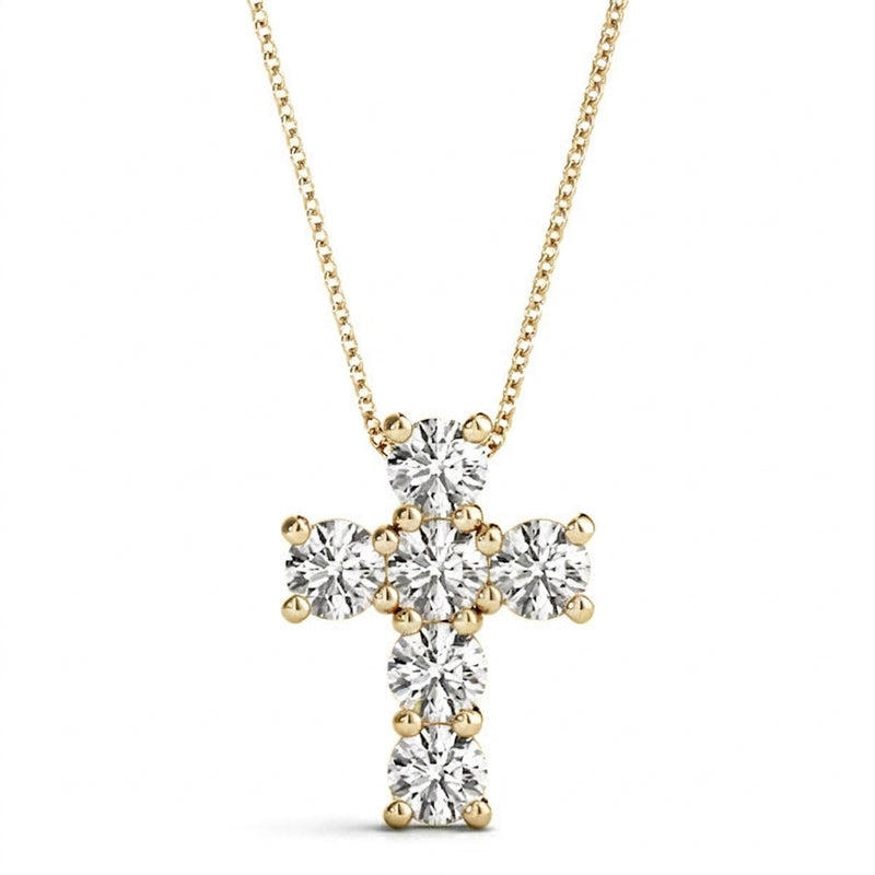 Pendants Religious Crosses — 1/4 ctw — Yellow Gold
