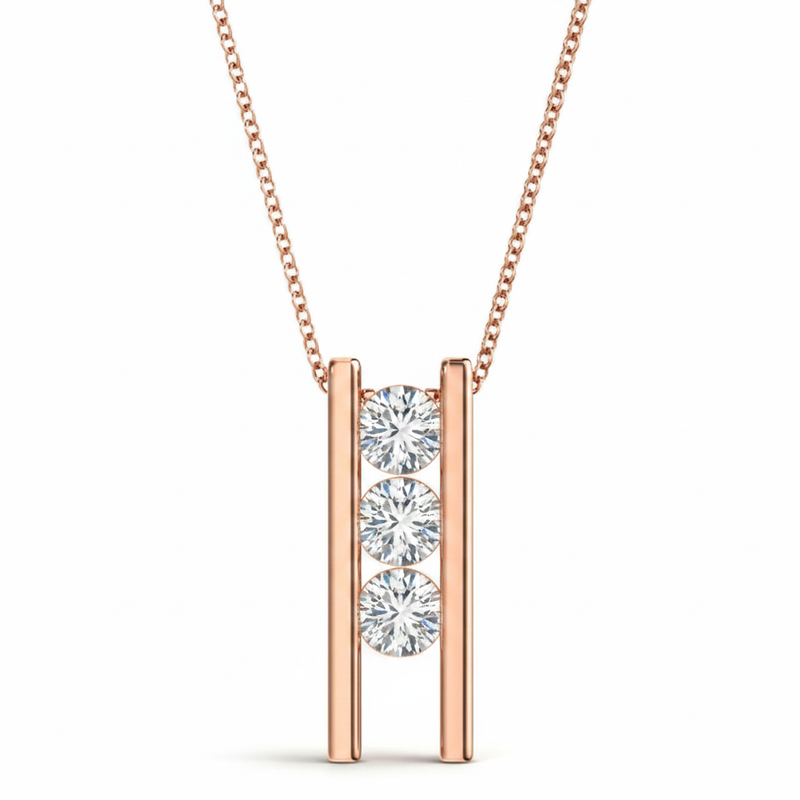 1/4 ctw Pendants Three-Stone — Rose Gold