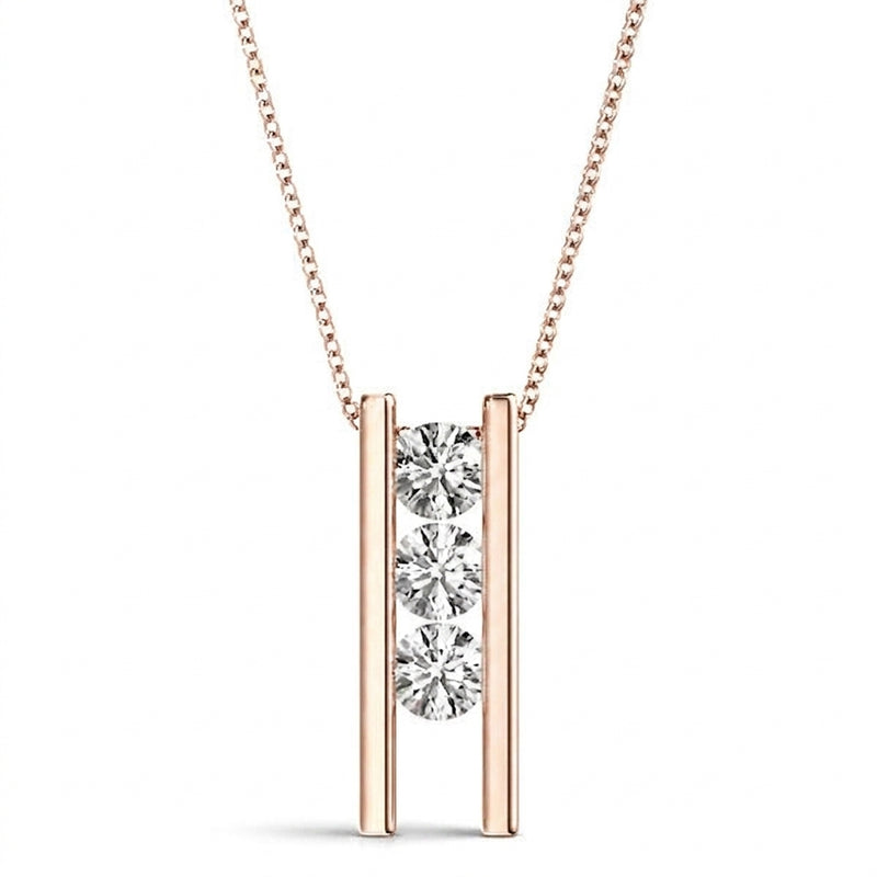 1/4 ctw Pendants Three-Stone — Rose Gold