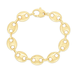 14K Gold 12mm Puffed Mariner Link Chain