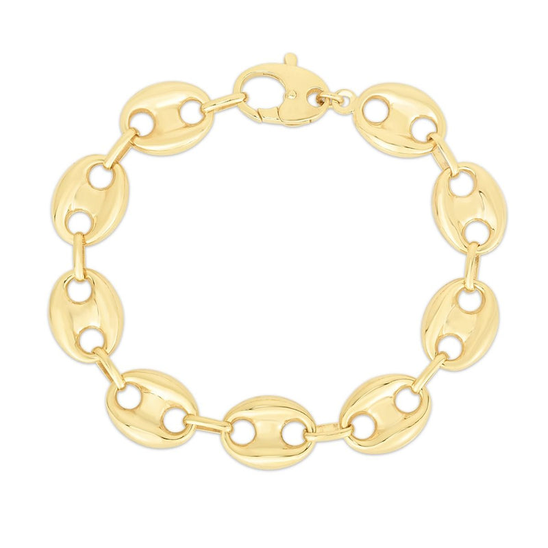 14K Gold 12mm Puffed Mariner Link Chain