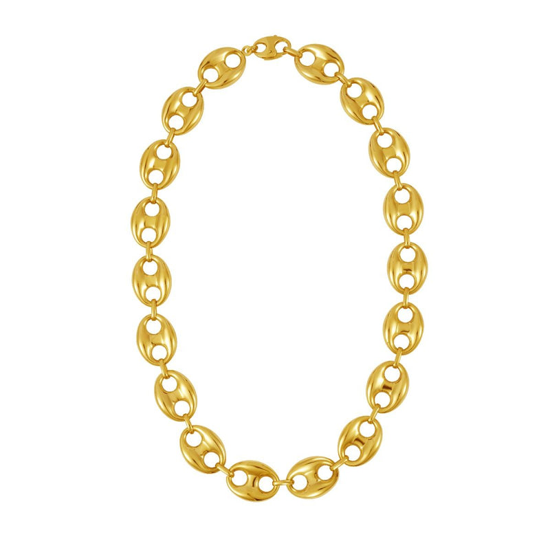 14K Gold 16mm Puffed Mariner Link Chain
