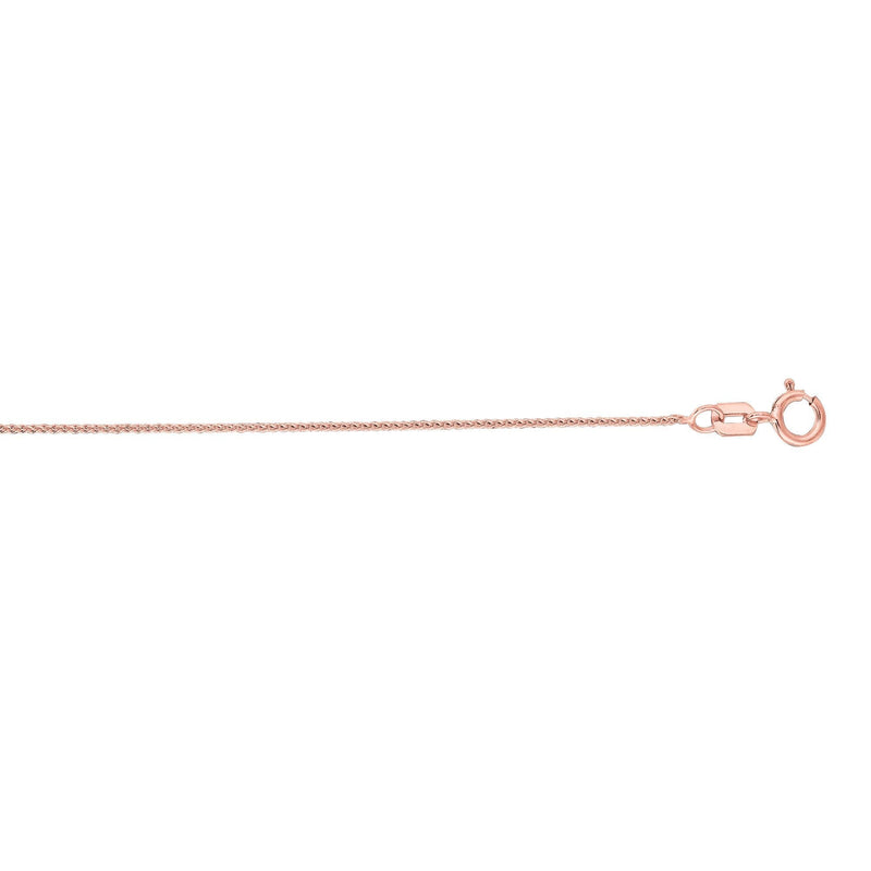 14K Gold .6mm Diamond Cut Round Wheat Chain 