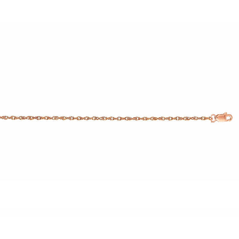 14K Gold 1.0mm Machine Rope Chain (Carded) 