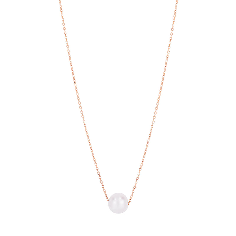 14K Pearl Necklace Solitaire