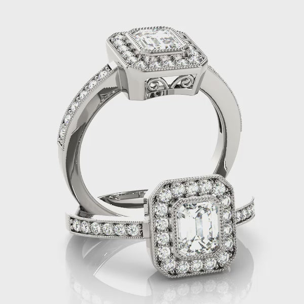 Halo Emerald Engagement Ring (83650) — ring spin