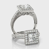 Astrid Halo Cushion ring spin (white gold)