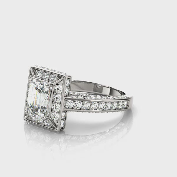 Halo For Emerald Cut Engagement Ring (84605) — ring spin