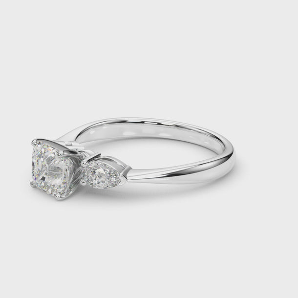 Pear Three Stone Engagement Ring (50309-E) — ring spin