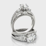 Round Three Stone Engagement Ring (50514-E) — ring spin