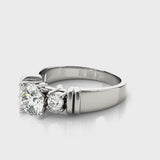 Round Three Stone Engagement Ring (81875) — ring spin