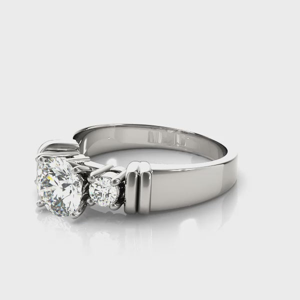 Round Three Stone Engagement Ring (81875) — ring spin