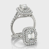 Emerald Cut Halo Engagement Ring (50951-E) — ring spin