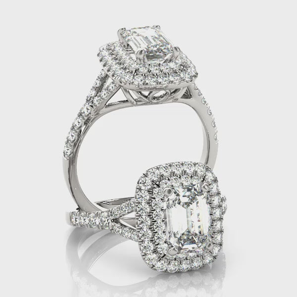 Emerald Cut Halo Engagement Ring (50951-E) — ring spin