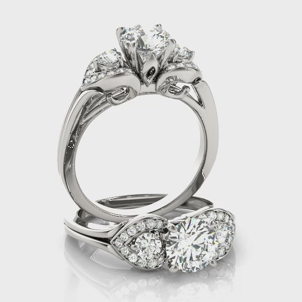Round Three Stone Engagement Ring (50789-E) — ring spin