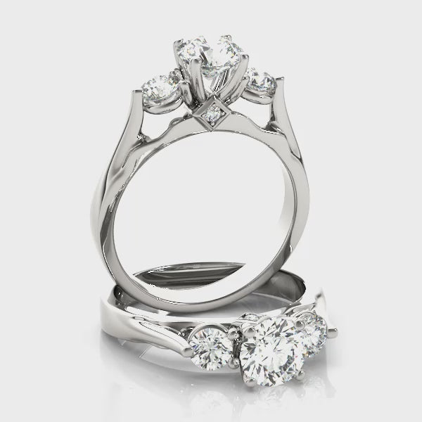 Round Three Stone Engagement Ring (50573-E) — ring spin