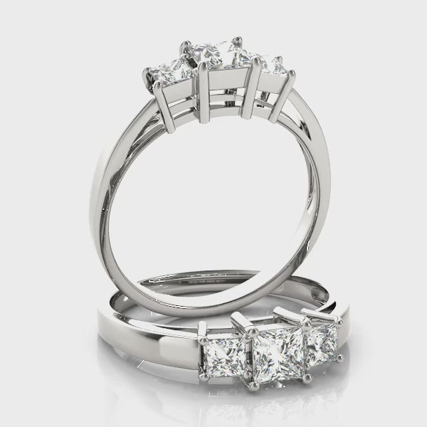 Princess Three Stone Engagement Ring (81172) — ring spin
