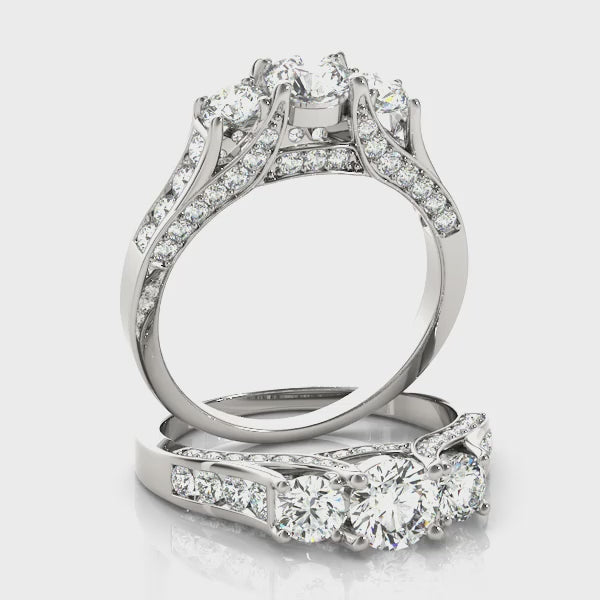 Round Three Stone Engagement Ring (50470-E) — ring spin