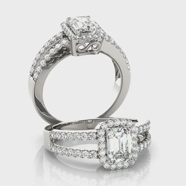 Halo Emerald Engagement Ring (83494) — ring spin
