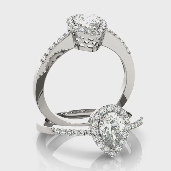 Halo Pear & Trillion Engagement Ring (83498) — ring spin
