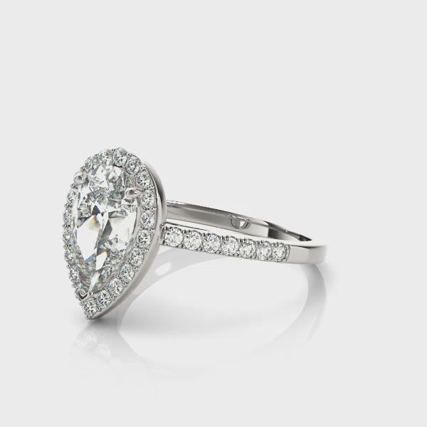 Pear Shape Halo Engagement Ring (84755) — ring spin