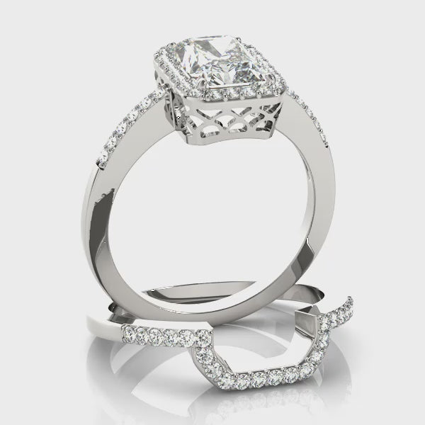 Halo Emerald Engagement Ring (83495) — ring spin