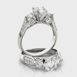 Round Three Stone Engagement Ring (50418-E) — ring spin