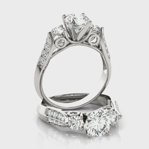 Round Three Stone Engagement Ring (50418-E) — ring spin