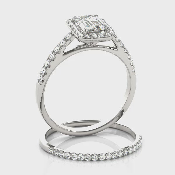 Halo Emerald Engagement Ring (50921-E) — ring spin