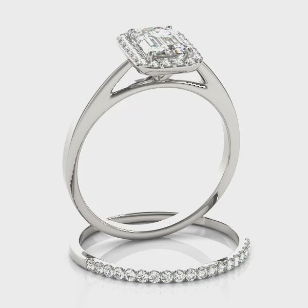 Halo Emerald Engagement Ring (50920-E) — ring spin