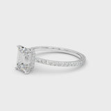 Hidden Halo Emerald Cut Center Single Row Engagement Ring (85294) — ring spin