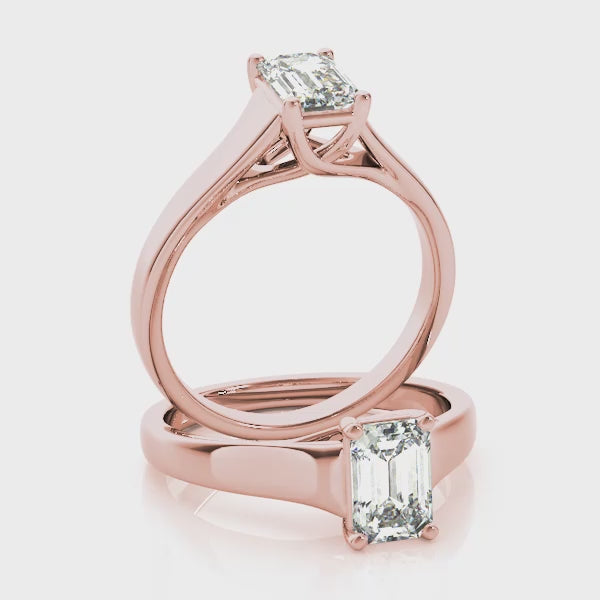 8x6 Emerald Cut Trellis Solitaire Engagement Ring (82654)