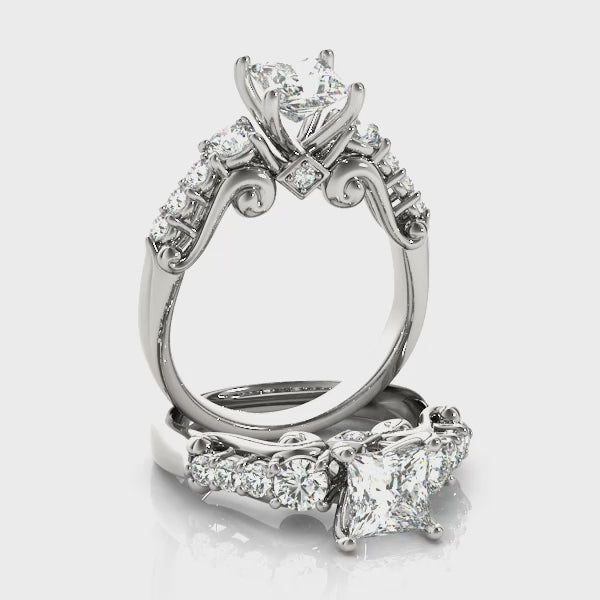 Round Three Stone Engagement Ring (50583-E) — ring spin