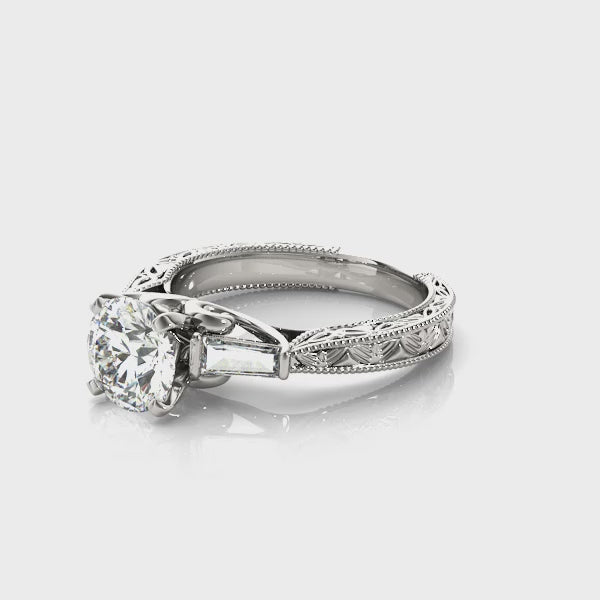 Baguette Three Stone Engagement Ring (50642-E) — ring spin