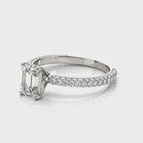 Pave With Emerald Cut Center Engagement Ring (51095-E) — ring spin