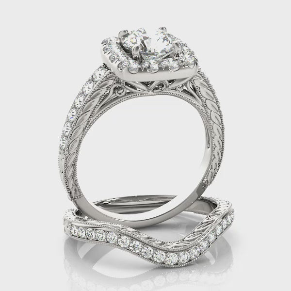 Halo Engagement Ring (Round Center) #50875 — ring spin