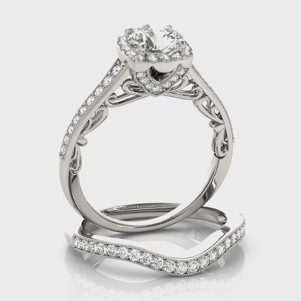 Halo Engagement Ring (Round Center) #50854 — ring spin