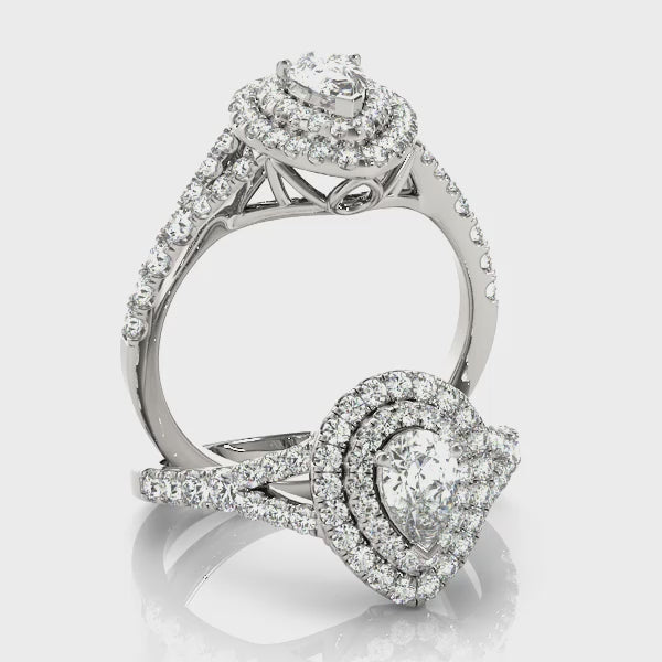 Pear Halo Engagement Ring (50950-E) — ring spin